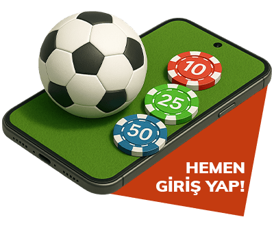 Telefon üzerindeki futbol topu ve renkli fişlerle Bahigo Yeni Giriş Adresi vurgusu